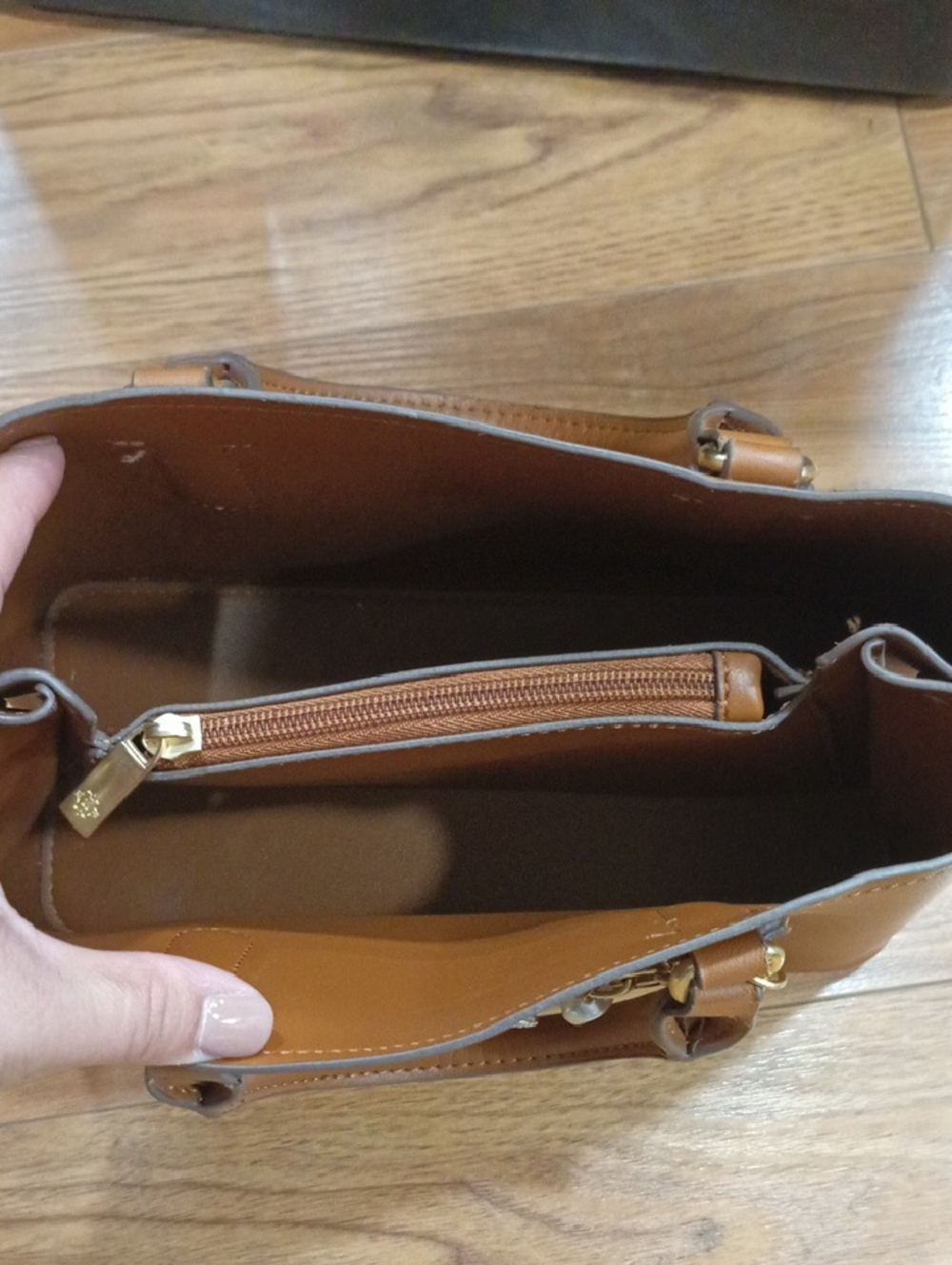Nanette Lepore Brown Satchel with Gold Charm Chain - Picture 6 of 12